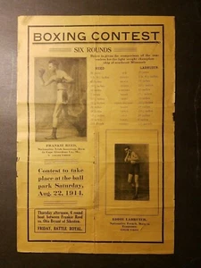 1914 BOXING BROADSIDE, FRANKIE REED / EDDIE LABRUIER  - Bild 1 von 4