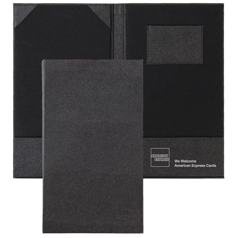 AMEX Premium Large Hard Cover-Black Silver-Double Panel Check Presenters 2 Pk - Image 1 of 1