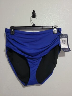 NUEVO CON ETIQUETAS CHAPS Mujer Plus Bikini Parte Inferior Traje de Baño Color Azul Fruncido Frontal.Talla 20W Foto 1 de 4