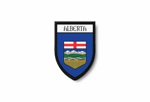 PATCH PATCHES EMBLEM IRON ON GLUE PRINT FLAG world crest canada alberta - Picture 1 of 1