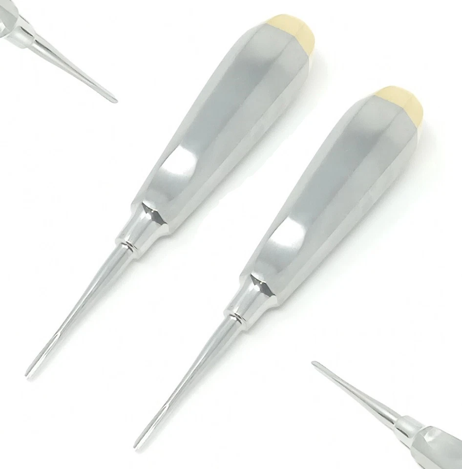 2 elevadores dentales de raíces apicales rectos de lujo surtidos de 2 mm + 3 mm dorados  Foto 1 de 1