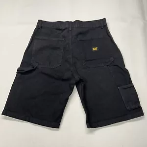 NUOVO Caterpillar Abbigliamento da Lavoro Pantaloncini Uomo Medium Nero Falegname Utility Logo Macchina - Foto 1 di 16