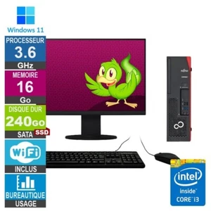Fujitsu D738/E94+ DTL i3-8100 3.60GHz 16Go/240Go SSD Wifi W11 + Ecran 24 - Photo 1/1