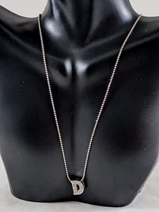 Silvertone Rhinestone  D  Necklace - Picture 1 of 7