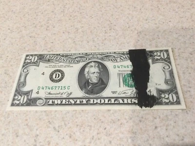 1974 $20 Twenty Dollar Bill Federal Reserve Note “INK SMEAR ERROR” - Image 1 of 4