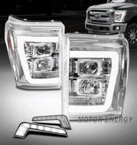 PARA 11-16 FORD F250 F350 SUPER DUTY LED CROMO PROYECTOR FAROS W / DRL SEÑAL - Imagen 1 de 12
