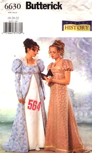 Vestido y Abrigo Era Regency Patrón Butterick 6630 Haciendo Historia Tallas 18 20 22 - Imagen 1 de 2
