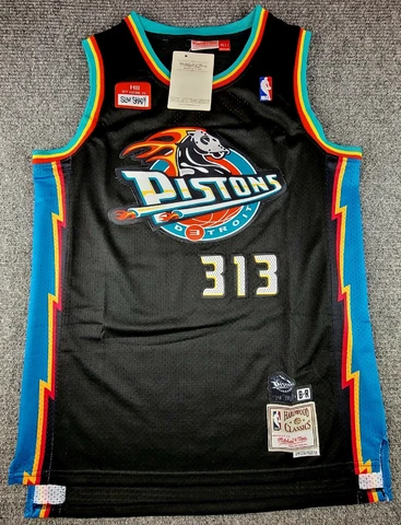 Replica Slim Shady Eminem Detroit Pistons Large 313 Mitchell Ness Jersey NWT Cover