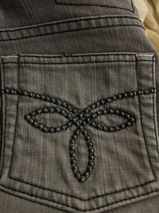 Women Grey TED BAKER Skinny Straight Jeans Size 2 W30 L31 Embellished Pocket - Picture 1 of 7