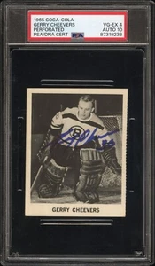 Gerry Cheevers RC 1965 Coca-Cola Perforated Signed PSA 4 Auto 10 - Picture 1 of 1