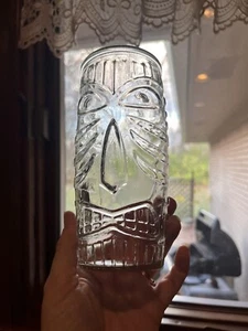 Vintage Hawaiian Tiki Drinking Glass Set Of 3 Tall Very Nice Tall Clear Face - Picture 1 of 6