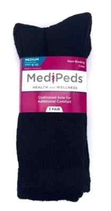Women’s Black MediPeds Crew Socks 6 Pairs Women's Shoe Size 6-10 - Picture 1 of 1