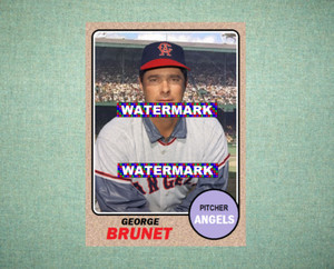 George Brunet California Angels 1968 Style Custom Baseball Art Card