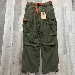 VTG Abercrombie & Fitch Paratrooper Pants Baggy Green 90s Y2K Cargo Military NWT - Picture 1 of 6