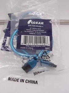 OKGear UV Blue 18" SATA 6 GB/S Round Cable Straight To Straight (1 each) - Picture 1 of 4