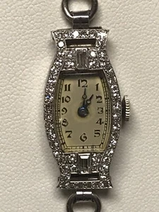 ANTIKE 14K GOLD 17 JEWELS 60 DIAMANTEN LÜNETTE ZIFFERBLATT COCKTAIL UHR CONCORD SWISS - Bild 1 von 12