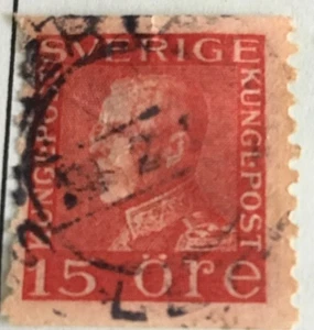 Estampilla de Suecia del rey Gustavo V de 1925 de 15 minerales - Imagen 1 de 1