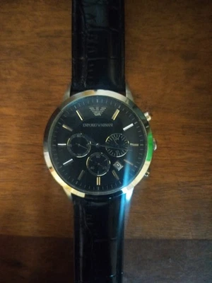 Orologio Emporio Armani cronografo con cinturino in pelle e scatola originale - Immagine 1 di 3