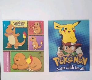 Vintage Pokemon School Folders 1999 Charmander Ash & Pikachu Game Freak (2) - Picture 1 of 8