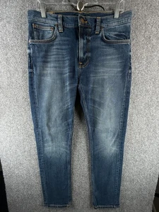 Pantalones de mezclilla Nudie para hombre Lean Dean profundo oscuro índigo mezcla de algodón ACTL 31X29 - Imagen 1 de 17