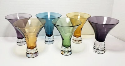 Juego De Colección De 6 Vasos Martini Artland Tono Joya Base Burbuja Sin Tallo Usados En Excelente Condición Foto 1 de 4