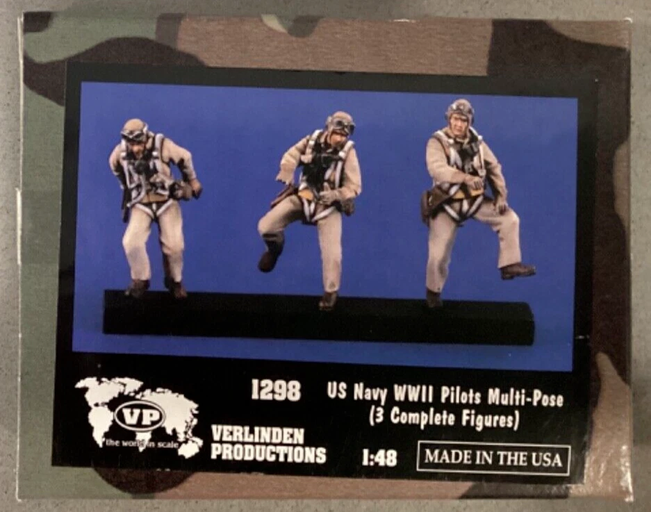 Verlinden 1298 US Navy WWII Pilots Multi Pose 3 Figure 1:48 Scale Model Kit 1/48 - Image 1 of 1
