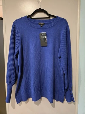 ОГРАНИЧЕННЫЙ женщин свитер размер 1 X, королевский синий, плиссированные рукава, новый с Ярлыками - Изображение 1 из 4