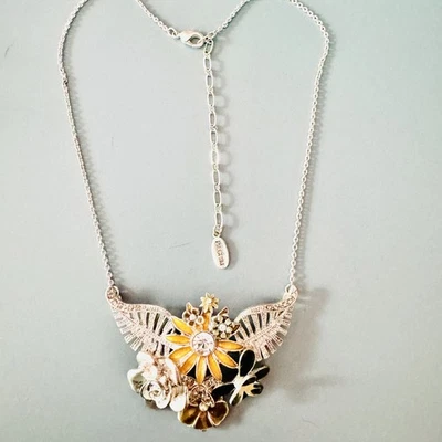 "Collar colgante flor peregrino multicolor tono plata 18""" Foto 1 de 4