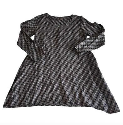 Vestido Lino Pequeño Gris Lunares 100% Lino Manga Larga Foto 1 de 4