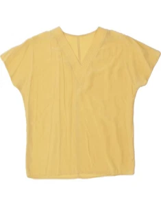 VINTAGE Womens Blouse Top UK 14 Medium Yellow AG01 - Picture 1 of 2