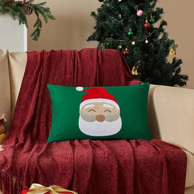 Embroidered Santa Claus Lumbar Throw Pillow Covers 12X20 Inch for Living Room Co - Image 1 of 4