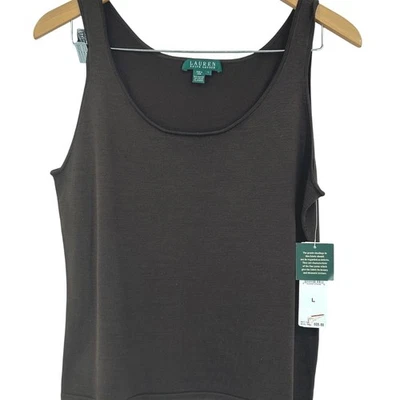 Lauren Ralph Lauren Wms L эспрессо коричневый шелк смесь толщиной трикотажа Джерси Майка - Изображение 1 из 4