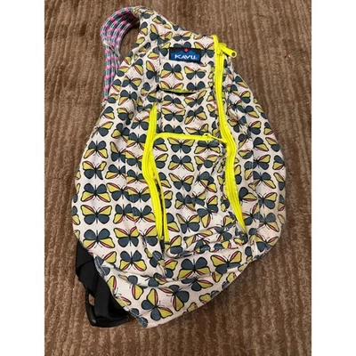 Kavu Rope Sling Bag Butterfly Print Yellow Accents Casual Backpack - Image 1 of 4