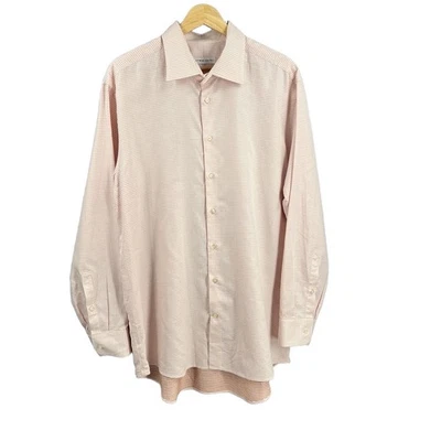 Etro Dress Shirt Pink with Dot Pattern Long Sleeve 100% Cotton Italy Size 44 - Image 1 of 4