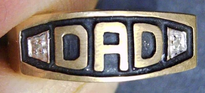 SN846 4 Grams 10K Yellow Gold Diamond Dad Ring 2 Diamonds Scrap - Image 1 of 3