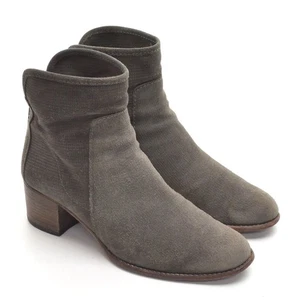Ladies Aquatalia Taylor Zip Booties 7.5 M Gray Suede Heel Ankle Boot Shoes Italy - Picture 1 of 7