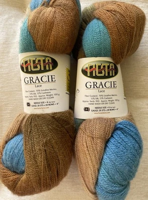 Lote de 2, Hilos Fiesta, Encaje Gracie, 100gm/950Yds, ExFine Merino, Seda, Cachemira Foto 1 de 3