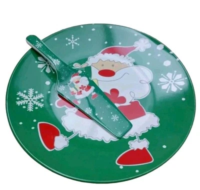 Father Christmas Ceramic 12" Cake Plate With Matching Ceramic Cake Slice Server - Image 1 of 4