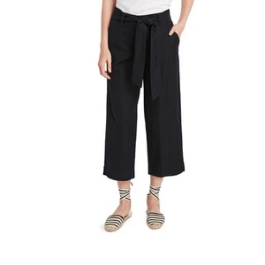 Vineyard Vines Linen Wide LegCropped Catamaran Pants Belted Size 2 Black - Picture 1 of 10