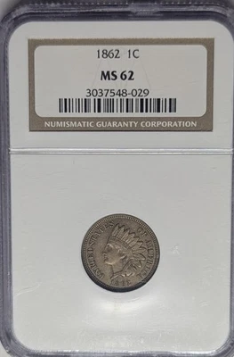 1862 MS62 NGC Indian Head Cent - Image 1 of 3