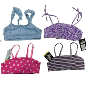 Lot of 4 New Art Class Cat & Jack Girls Medium Floral Polka Dot Swim Tops ONLY - Picture 1 of 3
