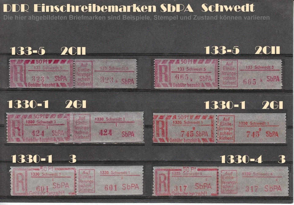DDR R-Zettel SbPA Einschreibemarken Schwedt 1330 133 postfrisch ** LOT - Bild 1 von 1