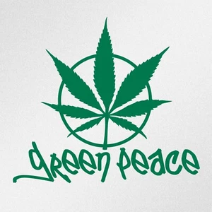 Green Peace Cannabis Leaf Car Laptop Motorbike Vinyl Decal Sticker - Picture 1 of 10