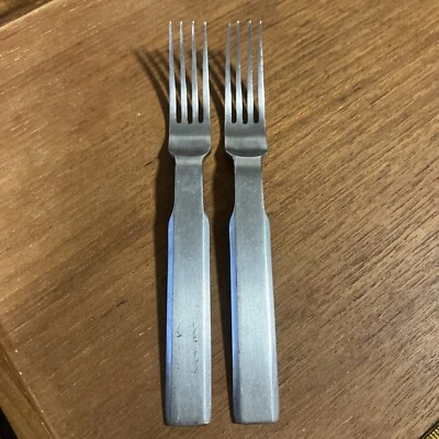 "Lote de 2 tenedores de cena oblicuos Stanley Roberts cubiertos de acero inoxidable Corea juego de 7 1/4""" Foto 1 de 2