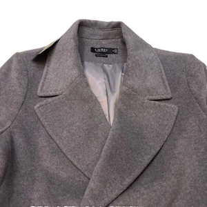 Neu mit Etikett $ 420 Lauren Ralph Lauren Damen-Wickelmantel Wolle-Kaschmir-Mischung grau Größe 18 - Bild 1 von 9