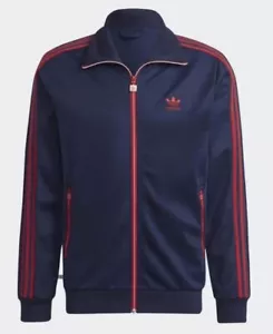 Adidas Originals Uomo Beckenbauer Track Jacket SMALL HS8946 FB Navy Rosso Scarlatto - Foto 1 di 6