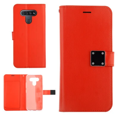 Funda de cuero plegable con billetera tarjetero bolsillo para efectivo para LG K51 - ROJO Foto 1 de 4