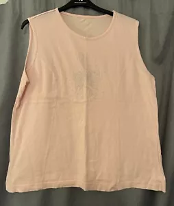 Pink Sleeveless Top with Butterfly Stones to Front Size 22 - Picture 1 of 3