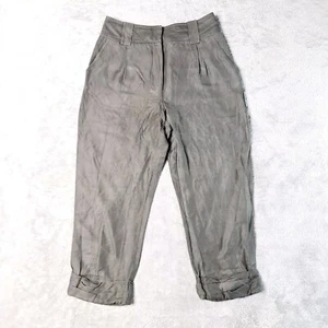 Veronika Maine Size 6 Karki Brown High Waist 3/4 Rolled Hem Straight Leg Pants - Picture 1 of 13