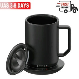 Warming Coffee Mug 12oz. Stainless Steel Coffee Mug w/Mug Warmer Coaster & Lid - Picture 1 of 11